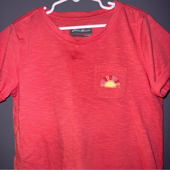 Eddie Bauer Size M(10/12) Girl Pink Cotton Blend Round Neck Short Sleeve Top - Picture 3 of 9